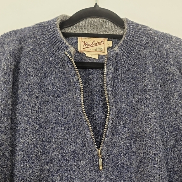 Woolrich Mens Wool 1/4 Zipper Sweater Size L Navy Blue Outdoor Warm Winter - Picture 6 of 11